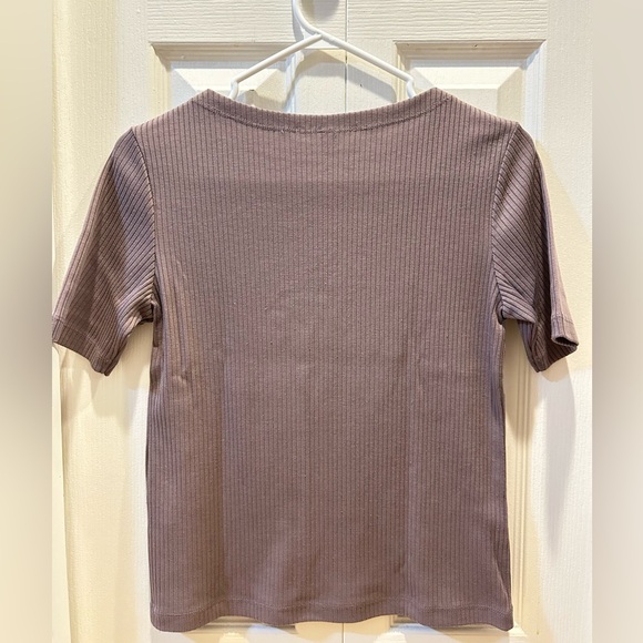 UNIQLO Boatneck ribbed shirt - Small (Asian size) - Mauve - Picture 2 of 4